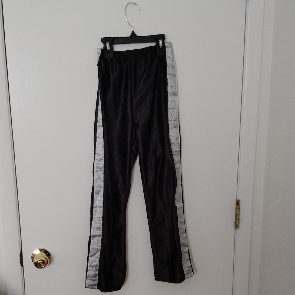 Black and Silver Pants And  top With Hat and Glove